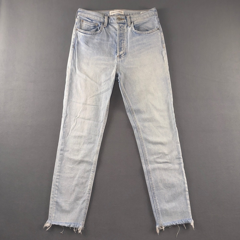 Denim Forum The Yoko High Rise Slim Jeans Light Wash Raw Hem 29 CMF10-6102G-20